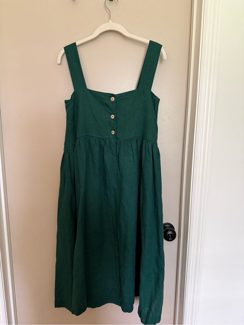 NWOT Linenfox Emerald Green Midi Dress - Picture 2 of 2